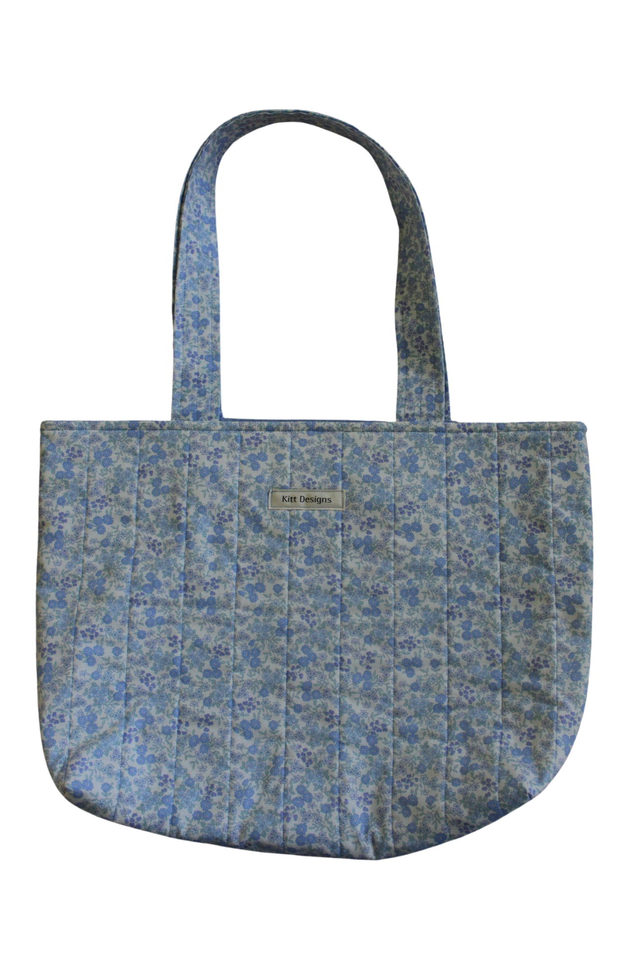 handmade cotton tote bag blue flowers