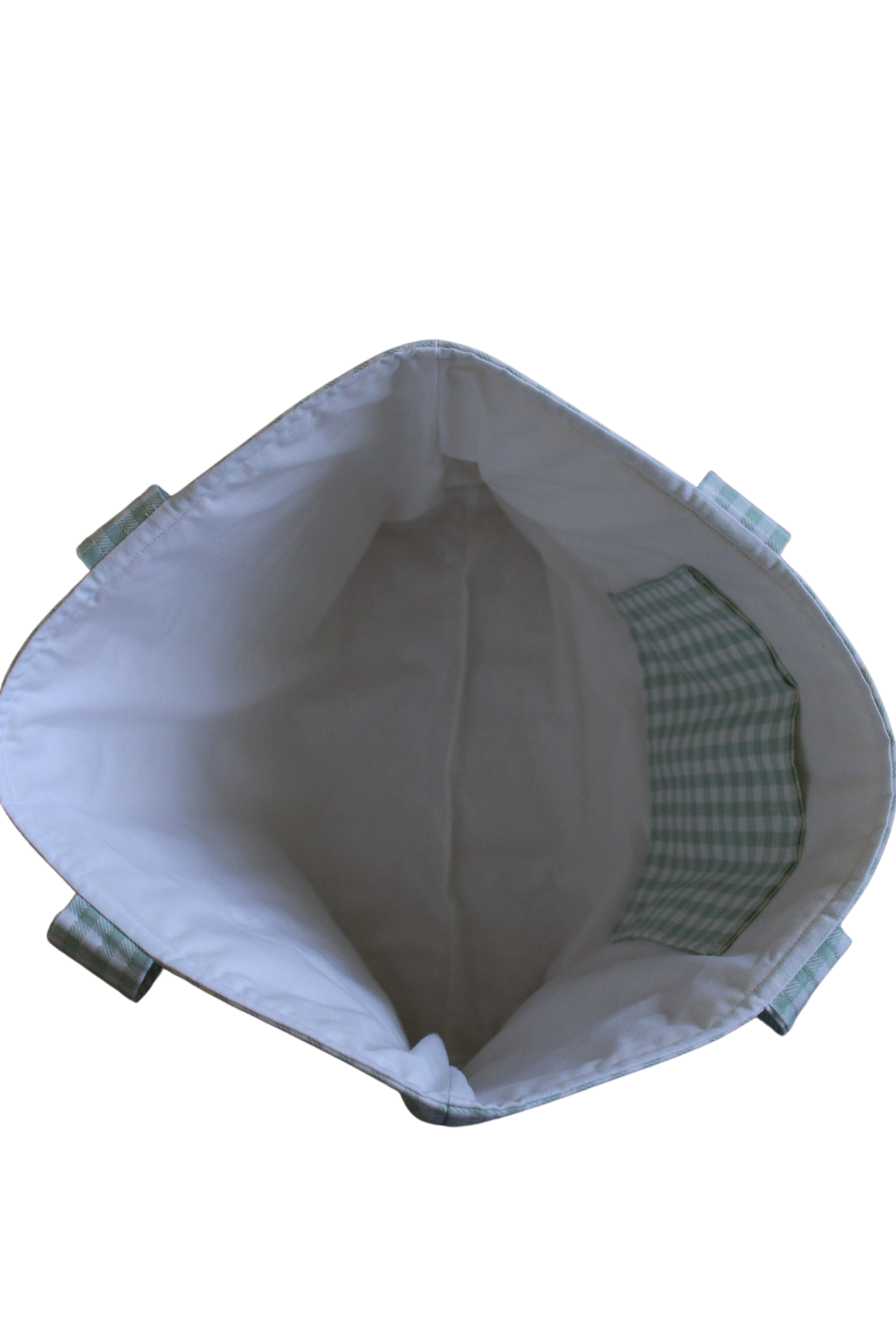 handmade cotton tote bag green gingham white