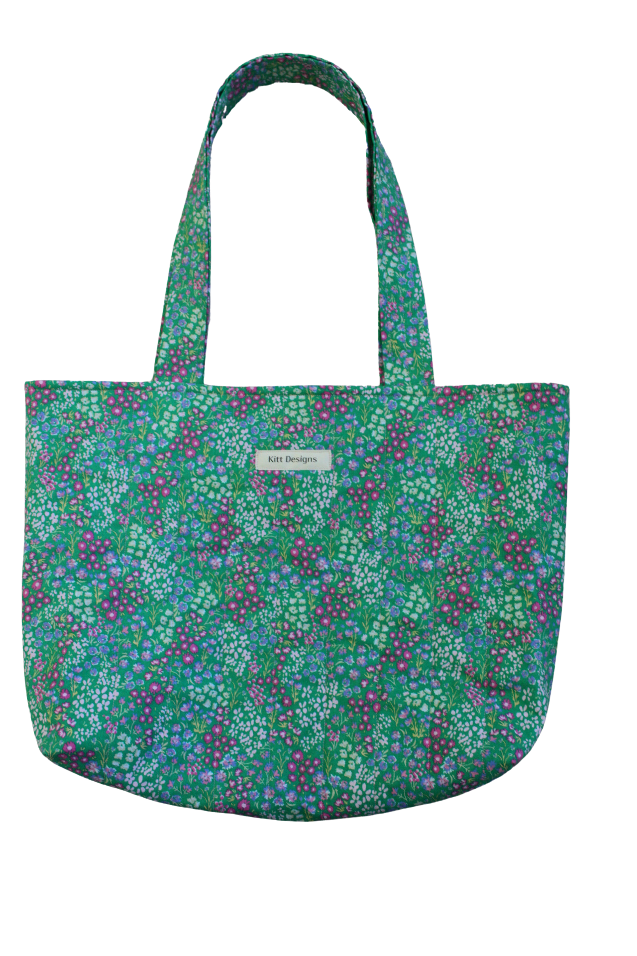 handmade cotton tote bag green flowers