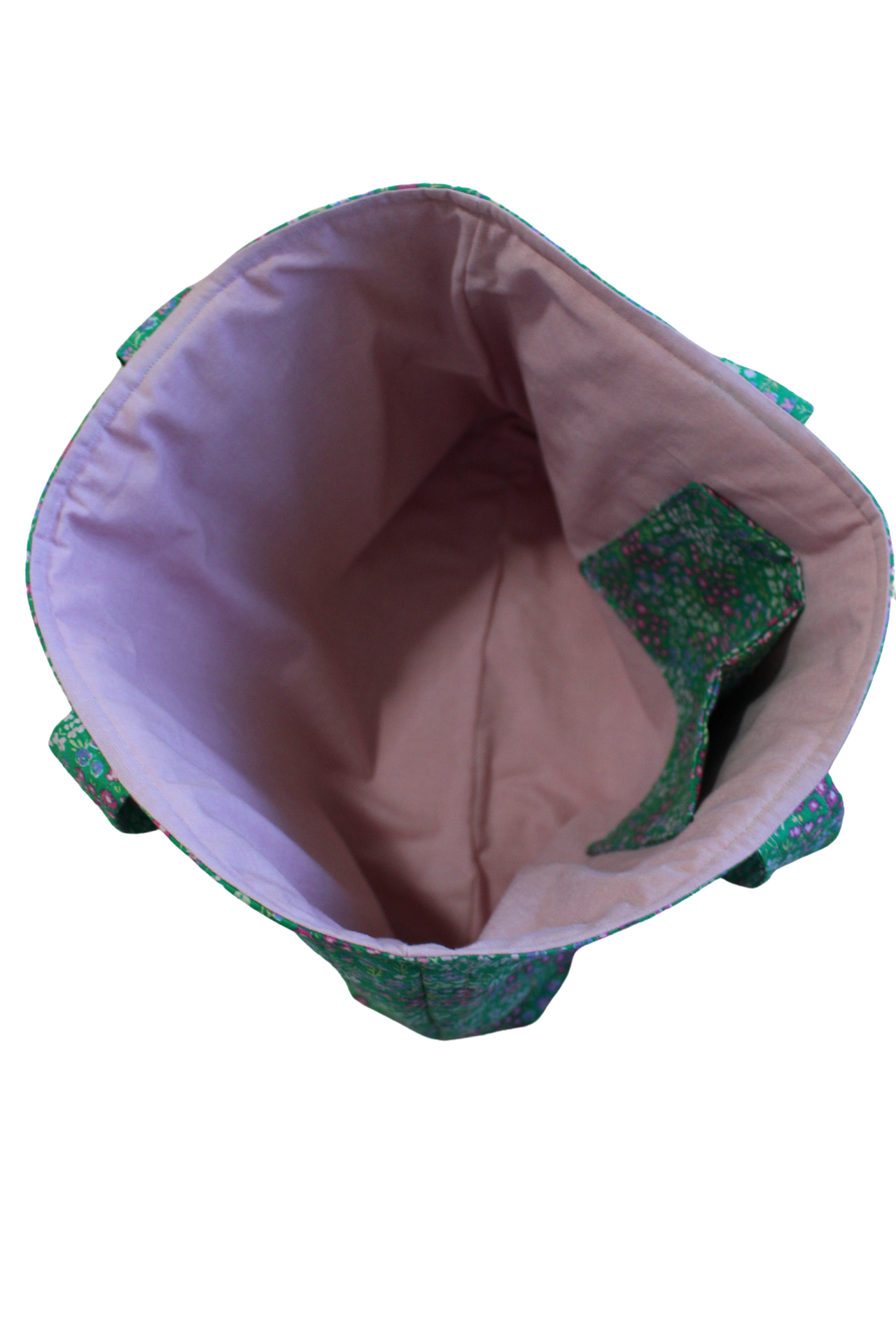 handmade cotton tote bag green flowers