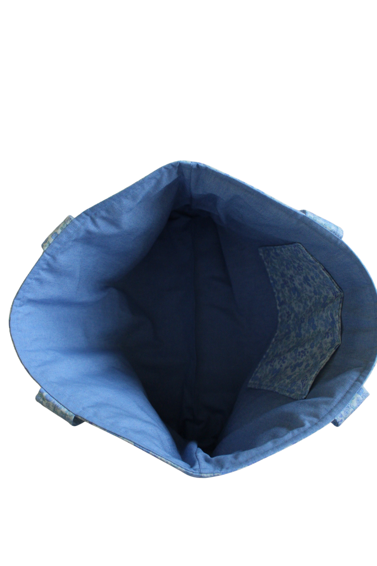 handmade cotton tote bag blue flowers