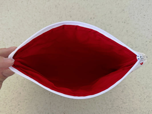 handmade cotton zipper pouch white hearts