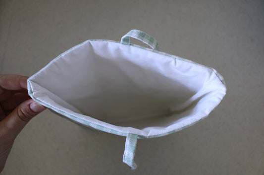 handmade cotton book sleeve gingham green white