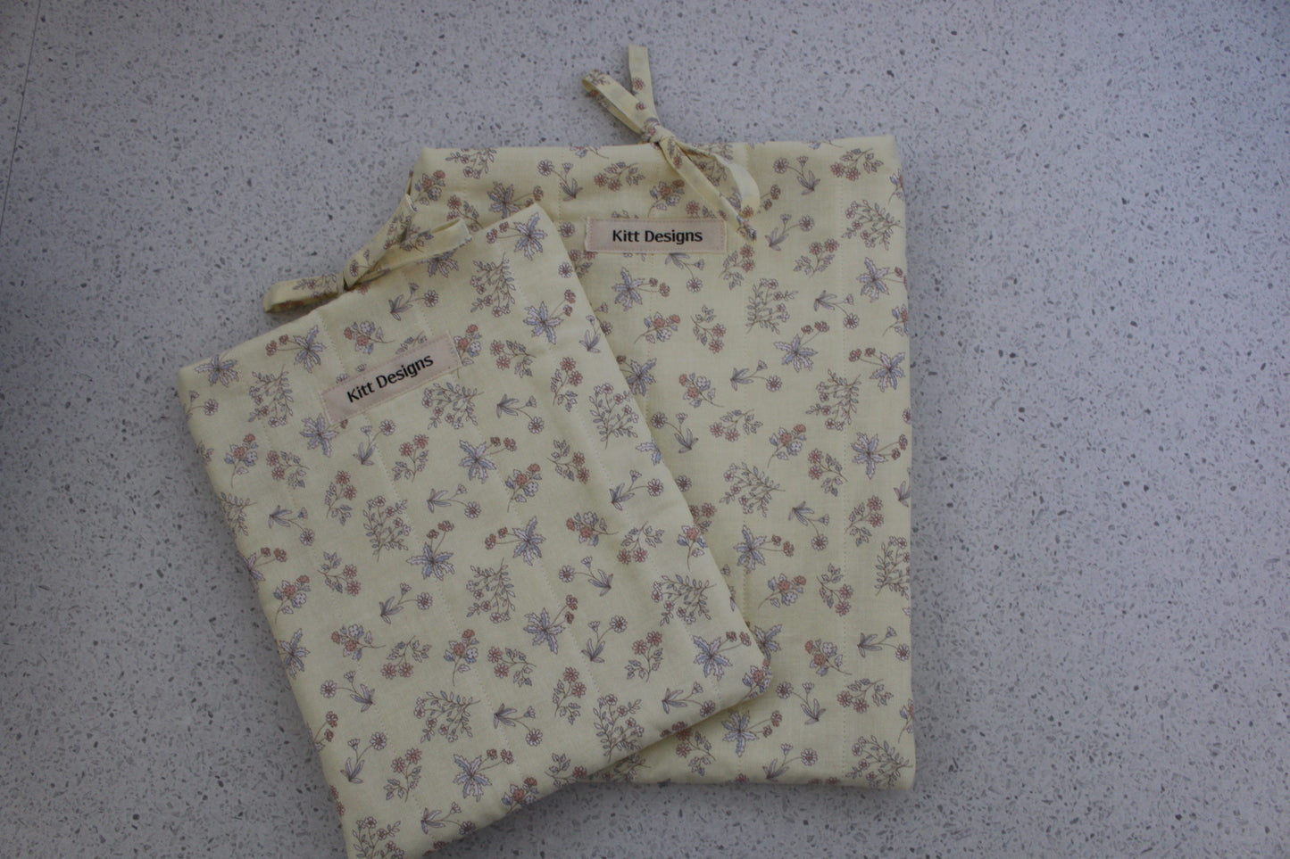 handmade cotton small book sleeve yellow flower
