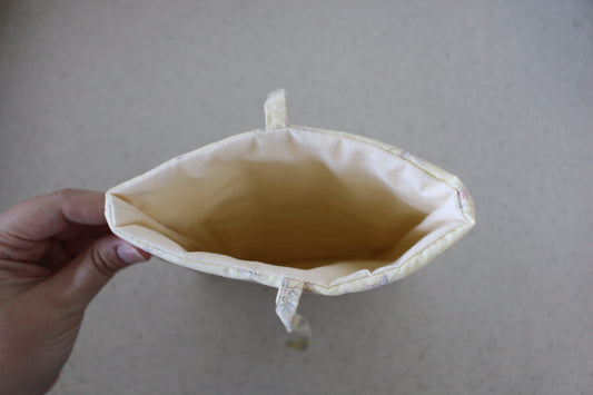 handmade cotton small book sleeve yellow flower