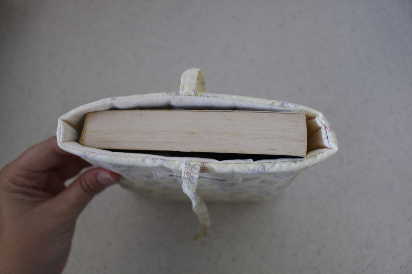 handmade cotton small book sleeve yellow flower