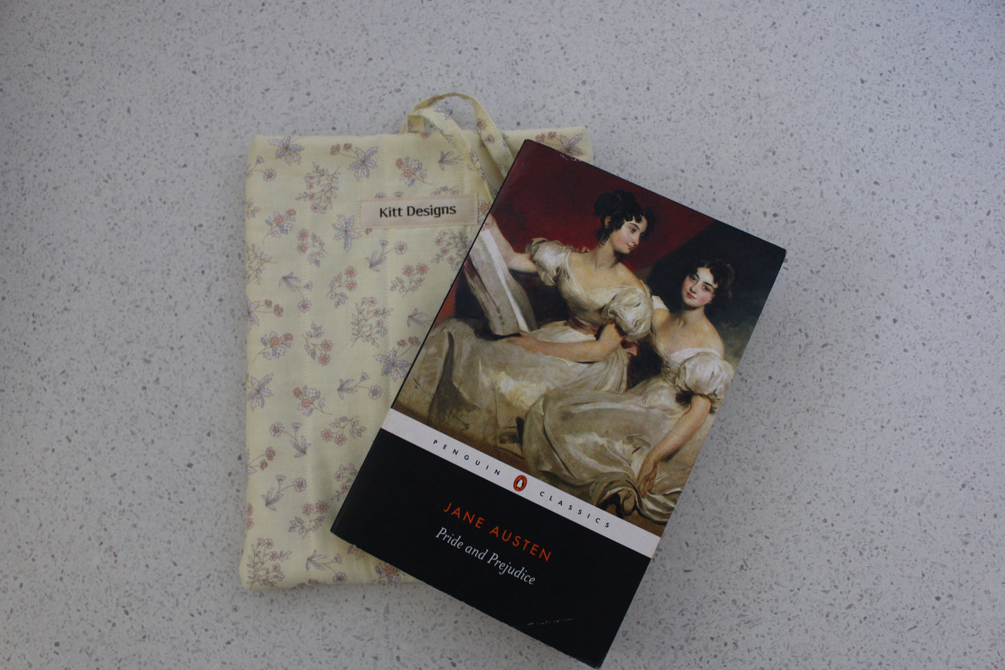 handmade cotton small book sleeve yellow flower pride and prejudice