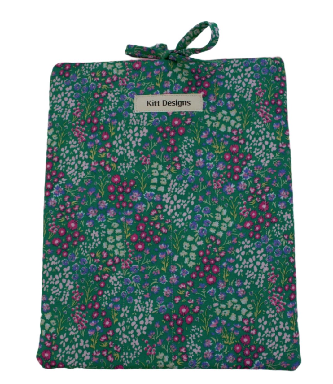 handmade cotton book sleeve green flower