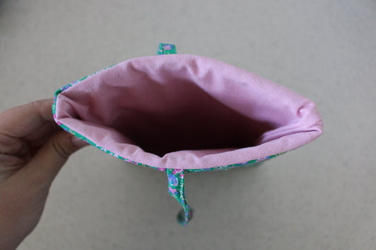 handmade cotton small book sleeve green flower