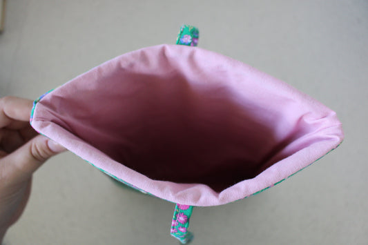 handmade cotton book sleeve green flower