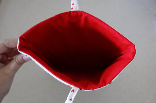 handmade cotton book sleeve white heart