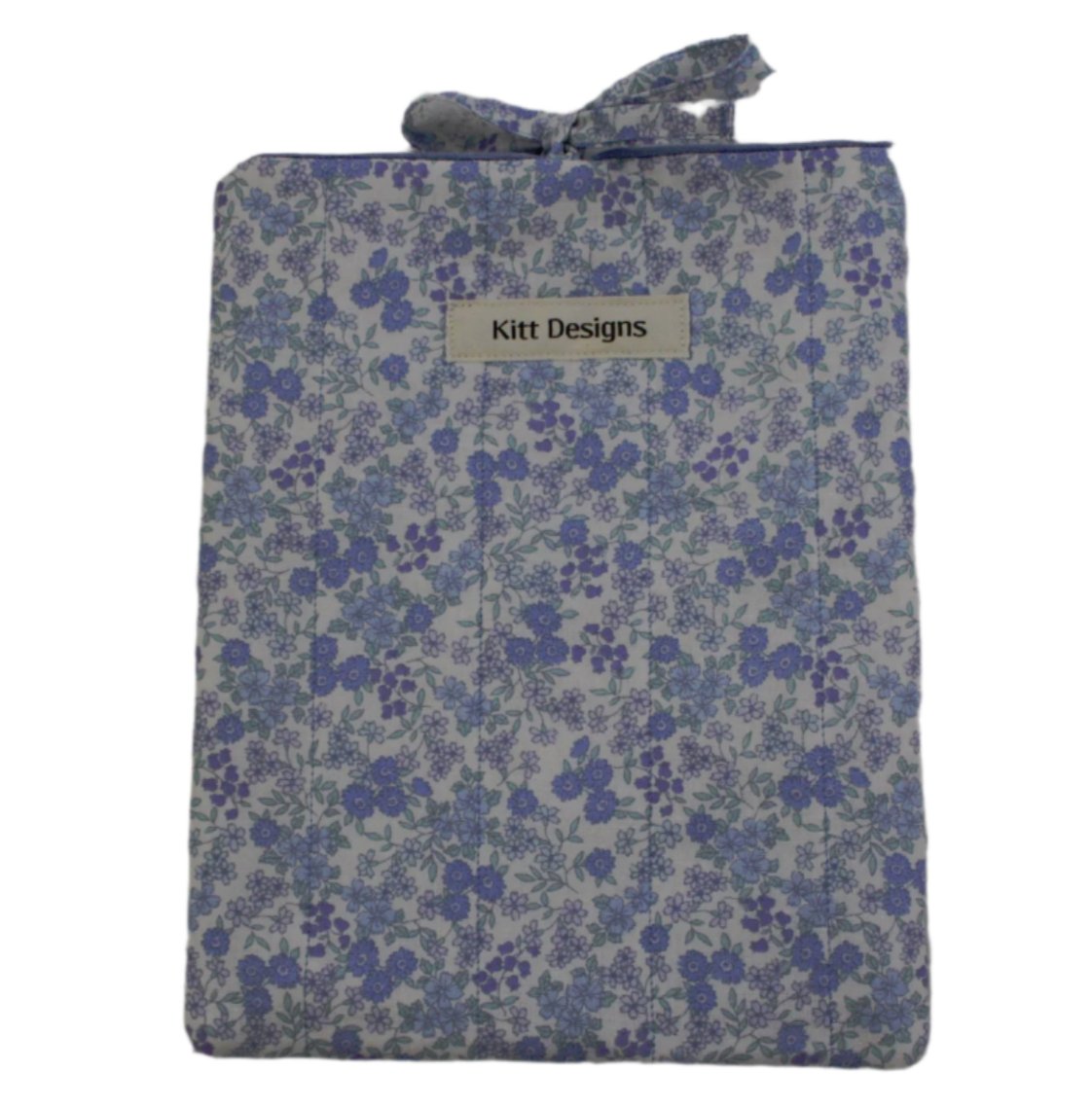 handmade cotton small book sleeve blue flower