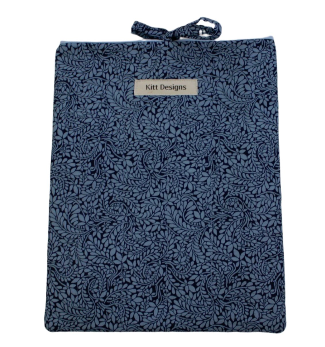 handmade cotton book sleeve blue navy leaf