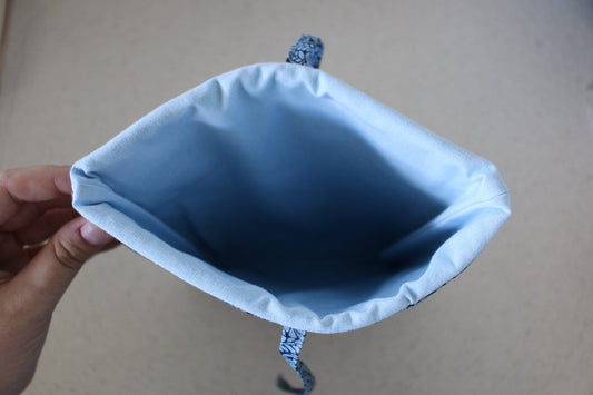 handmade cotton book sleeve blue navy leaf