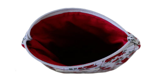 handmade cotton kindle pouch grey red flower