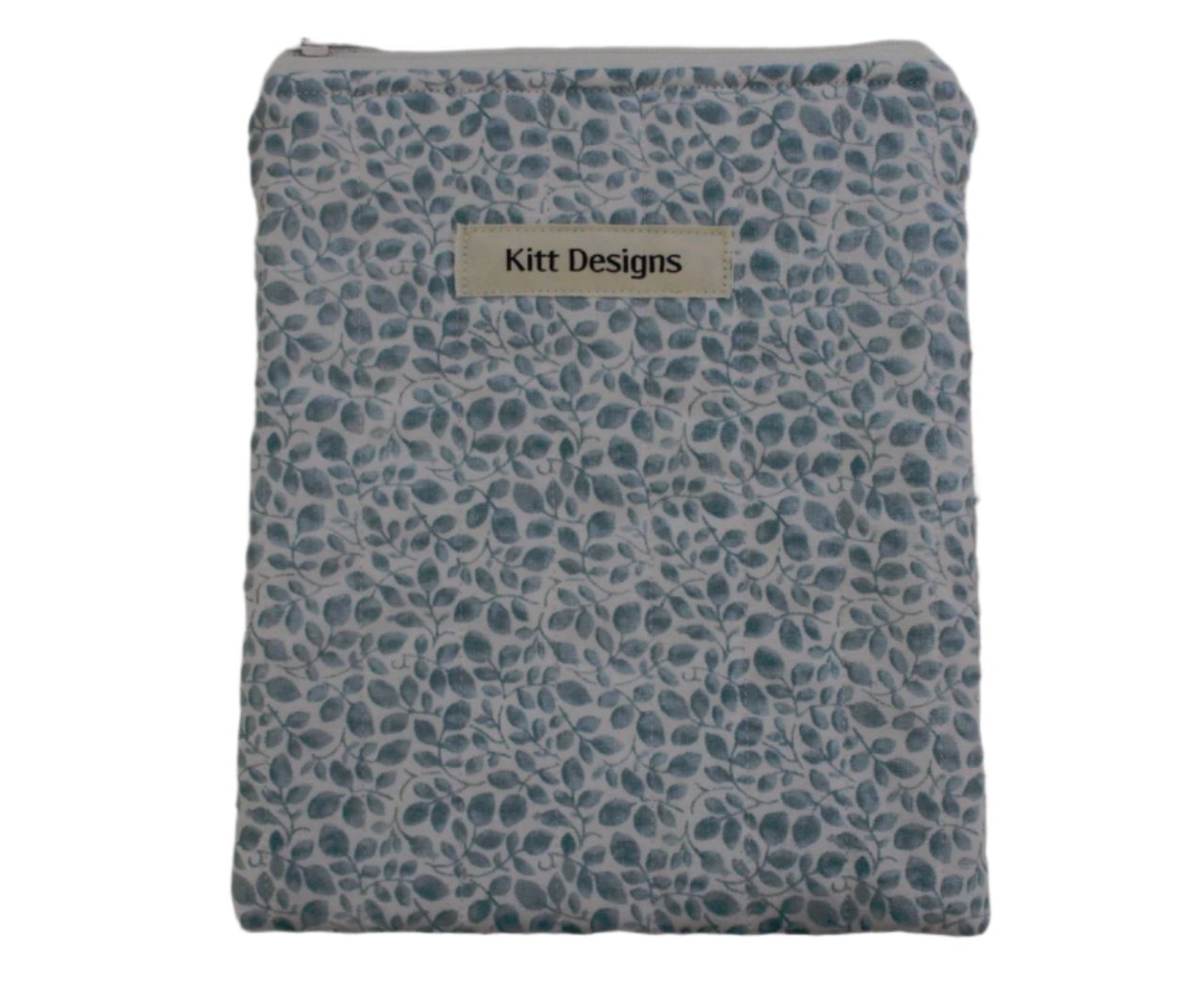 handmade cotton kindle pouch blue white leaf