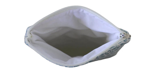 handmade cotton kindle pouch blue white leaf