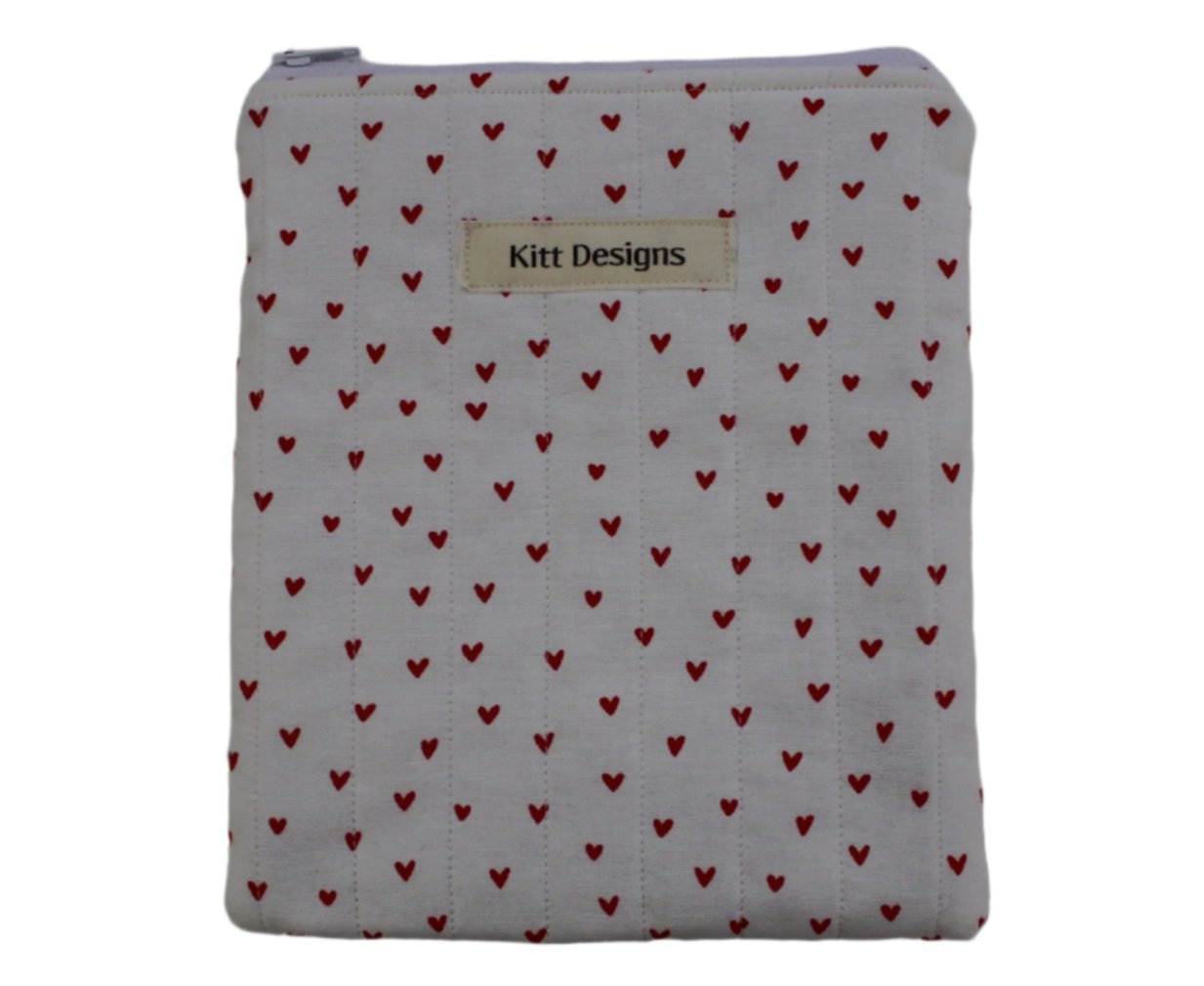 handmade cotton kindle pouch white heart
