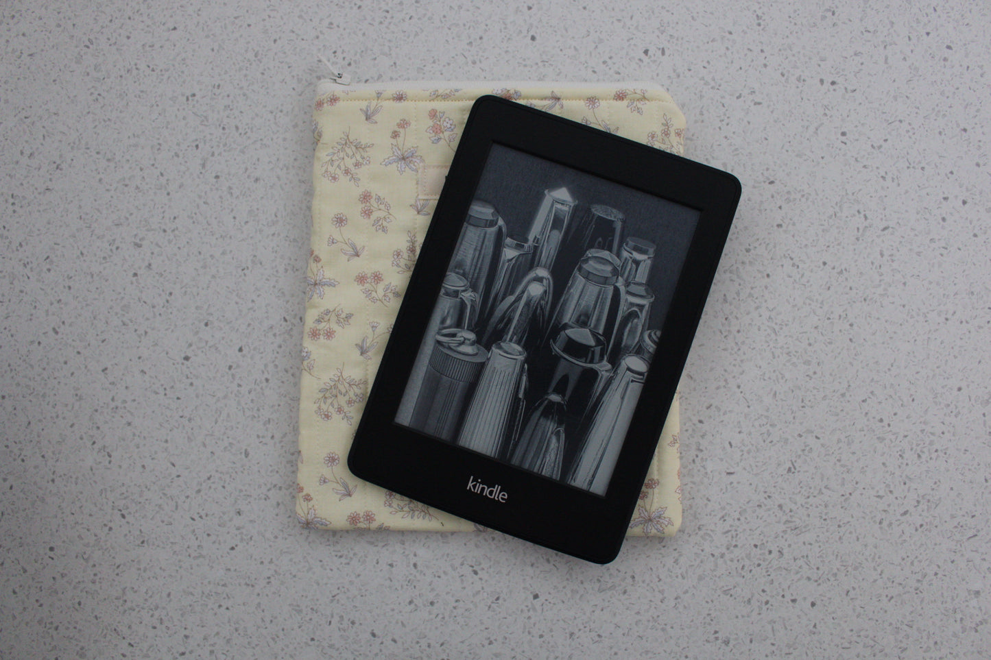 handmade cotton kindle pouch yellow flower