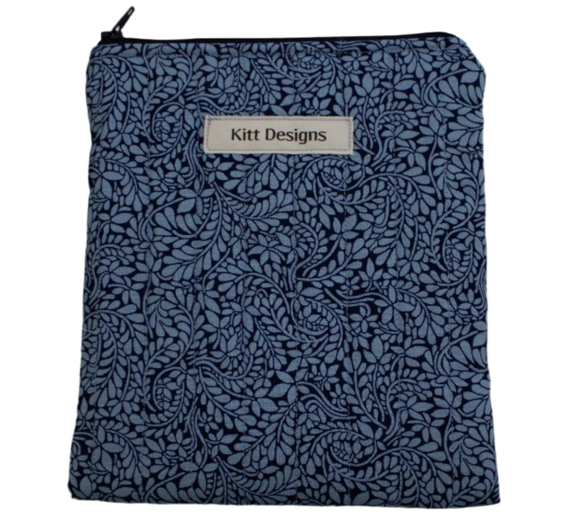 handmade cotton kindle pouch blue navy leaf