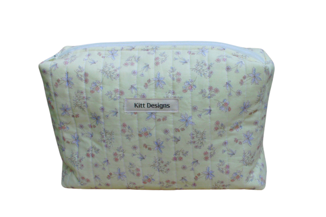 handmade cotton travel pouch yellow flower