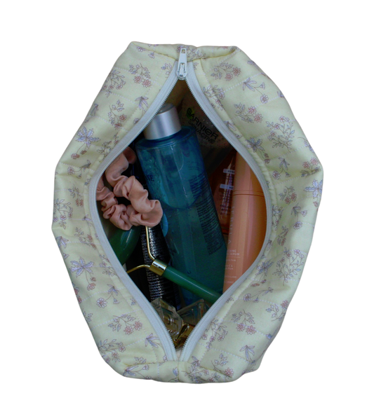 handmade cotton travel pouch yellow flower