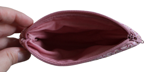 handmade cotton coin pouch white maroon flower