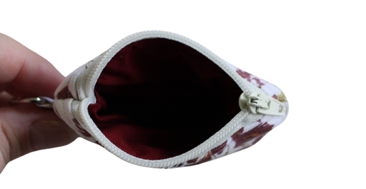 handmade cotton AirPod pouch white maroon flower