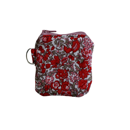 handmade cotton AirPod pouch pink red flower