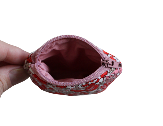 handmade cotton AirPod pouch pink red flower