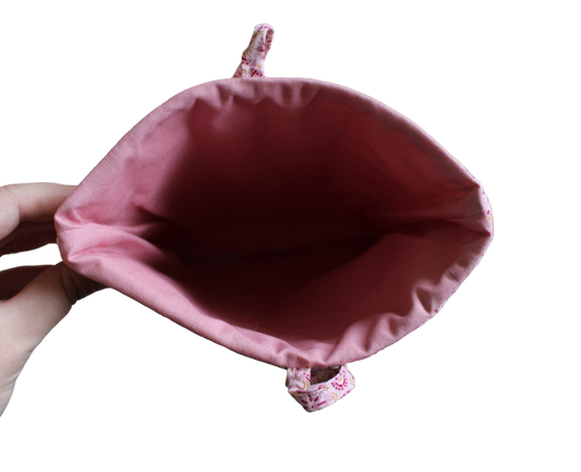 handmade cotton small book sleeve tie pink