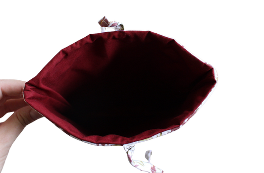 handmade cotton book sleeve tie white maroon flower