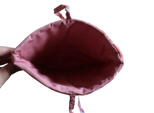 handmade cotton small book sleeve tie pink white leaf