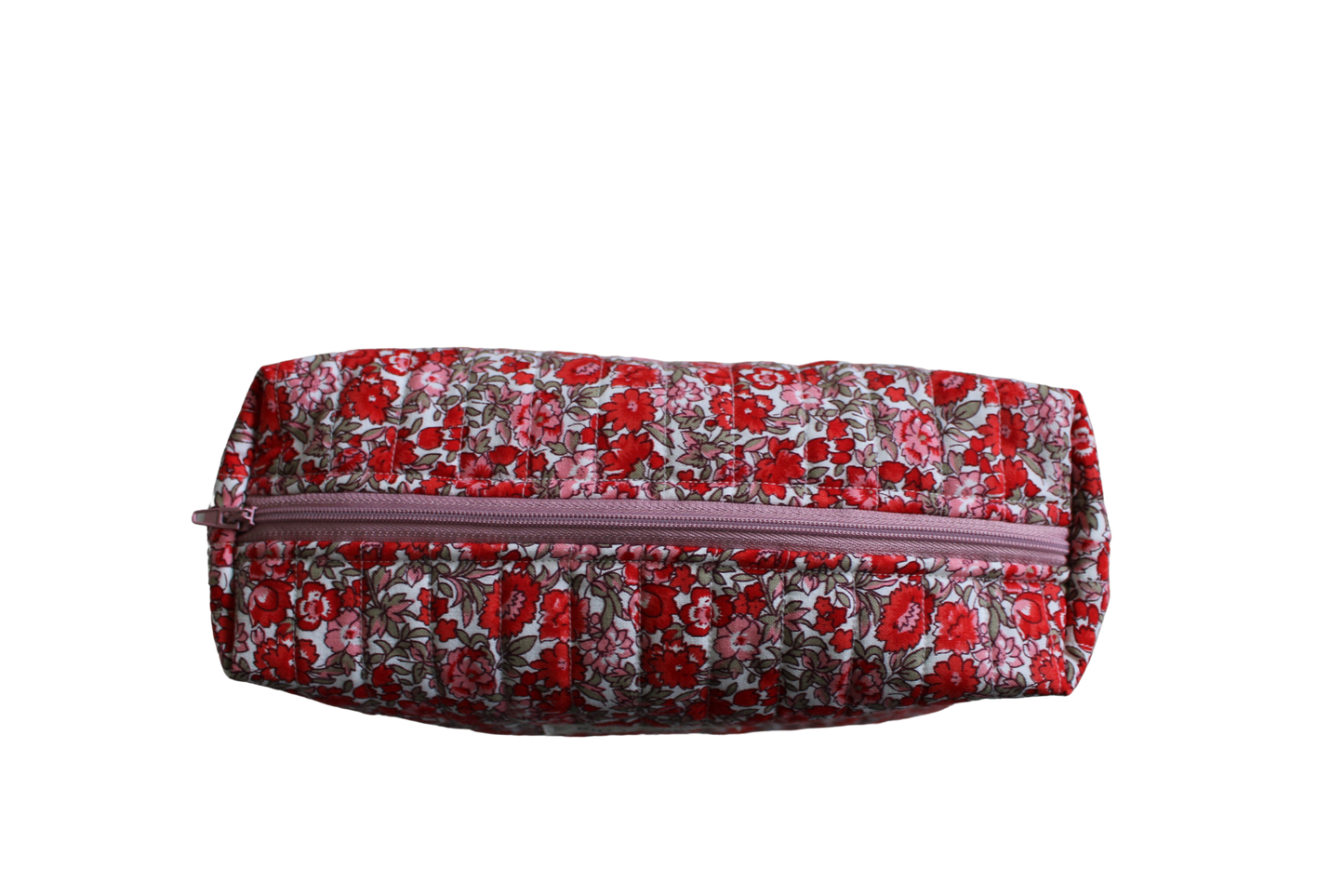 handmade cotton travel pouch pink red flower