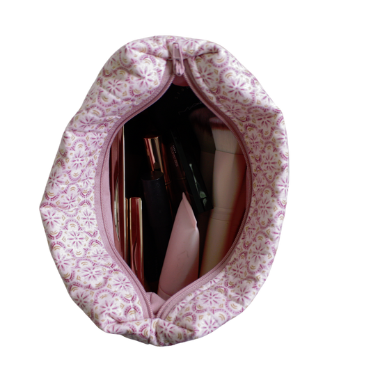 handmade cotton beauty pouch pink