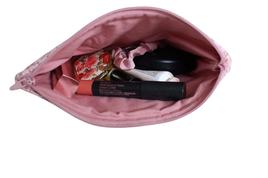 handmade cotton zipper pouch pink pattern