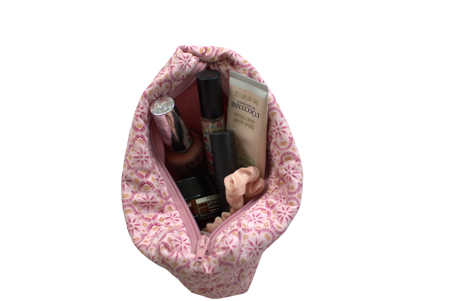 handmade cotton mini pouch pink