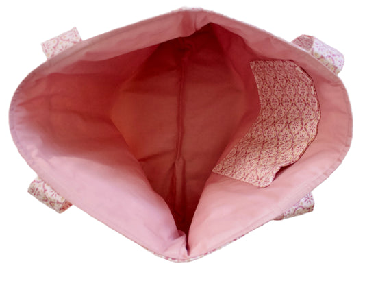 handmade cotton tote bag pink