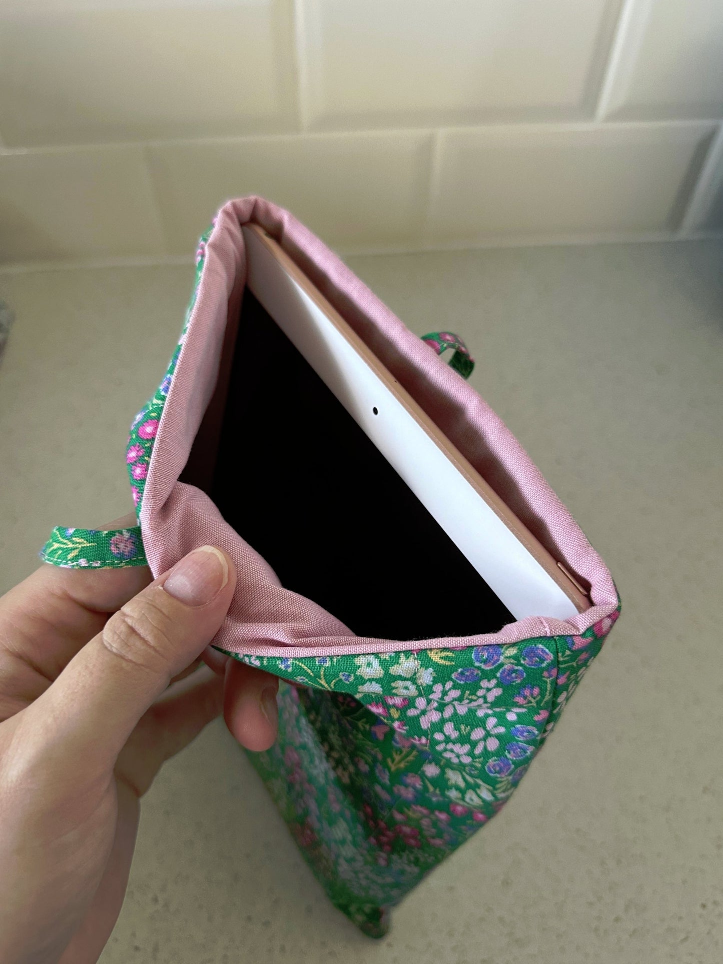 handmade cotton book sleeve tie iPad case