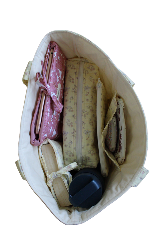 handmade cotton tote bag yellow flower