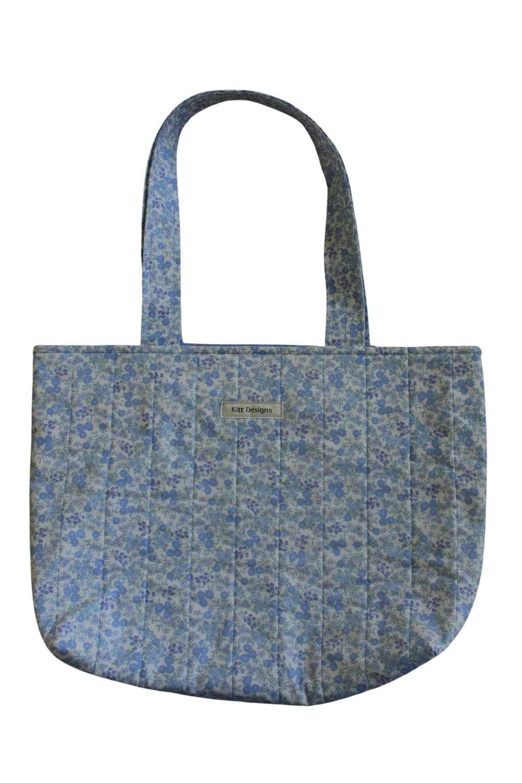 handmade cotton tote bag blue flowers