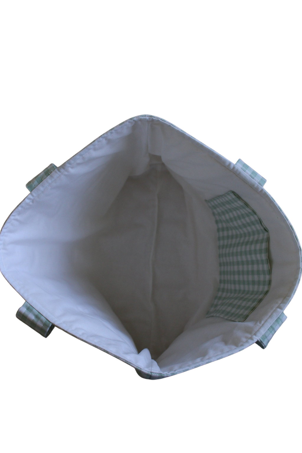 handmade cotton tote bag green gingham white
