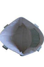 handmade cotton tote bag green gingham white