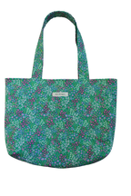 handmade cotton tote bag green flowers