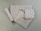 handmade cotton zipper pouch white hearts coin pouch AirPod pouch key wristlet