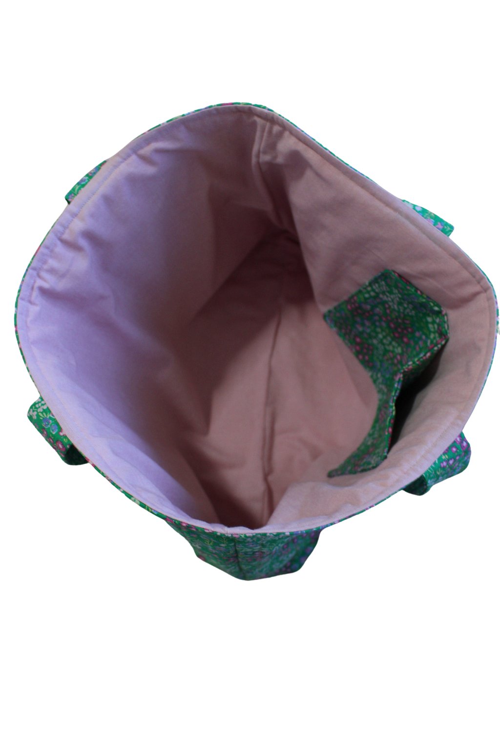 handmade cotton tote bag green flowers