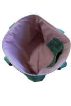 handmade cotton tote bag green flowers