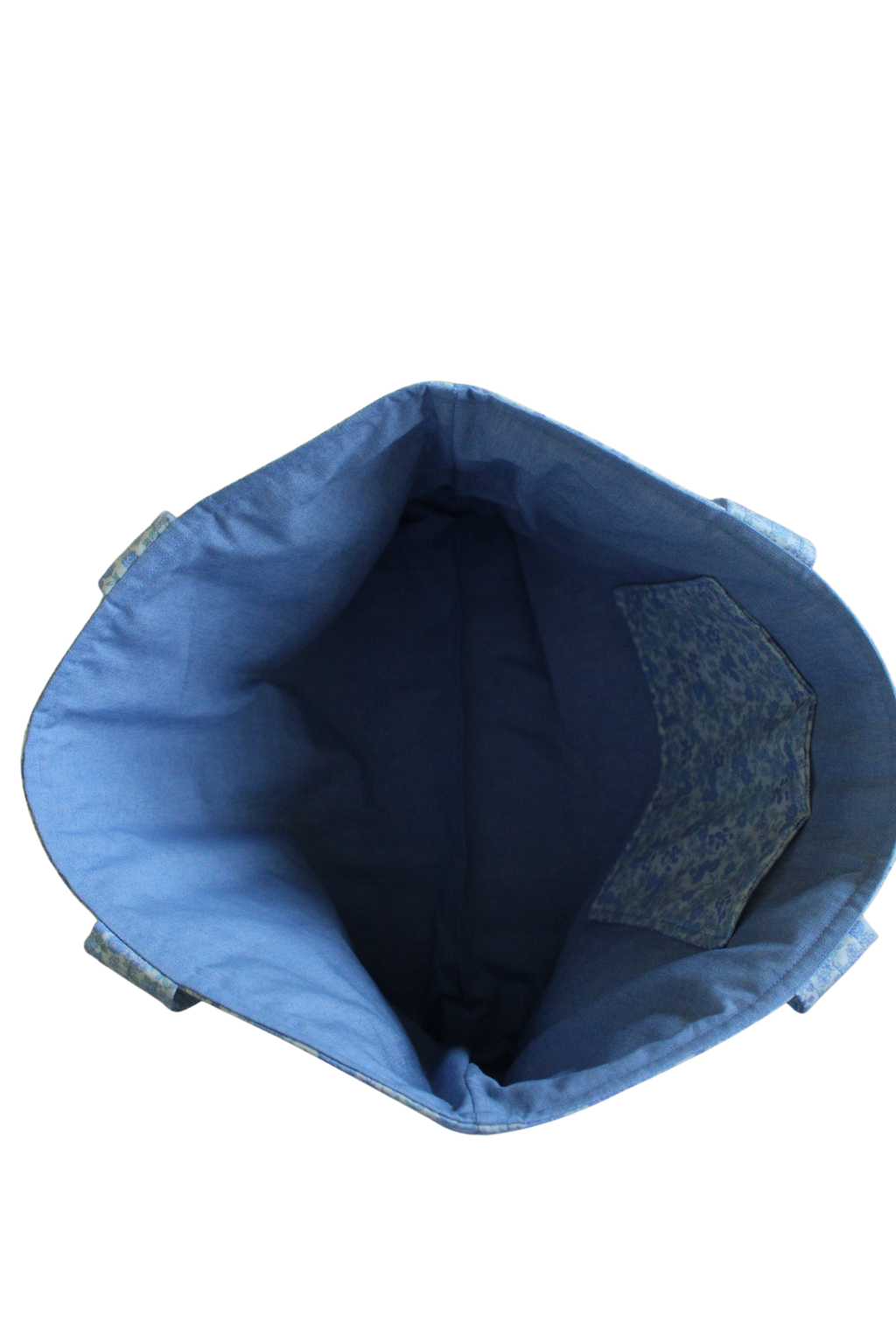handmade cotton tote bag blue flowers