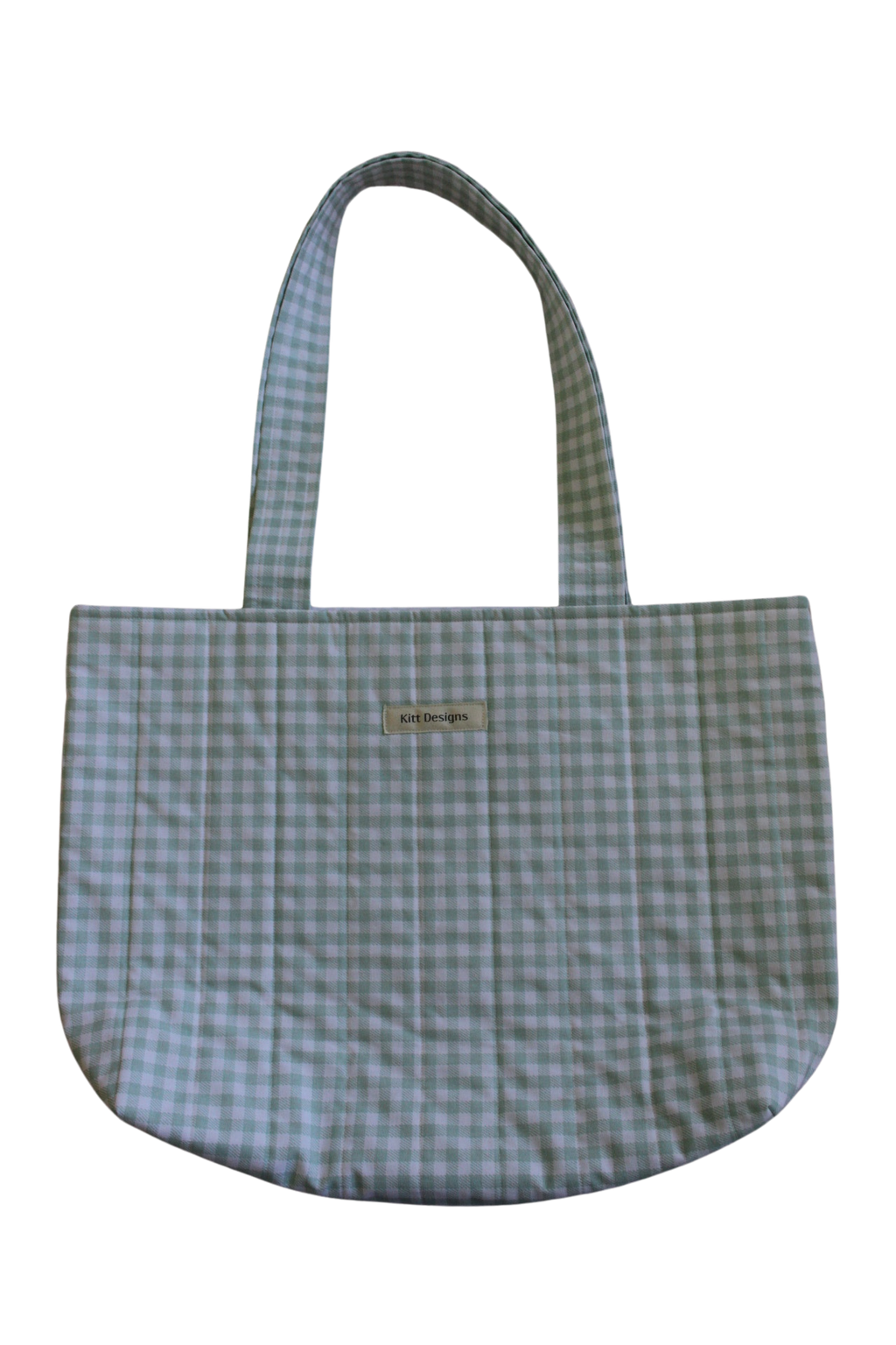 handmade cotton tote bag green gingham white