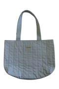 handmade cotton tote bag green gingham white